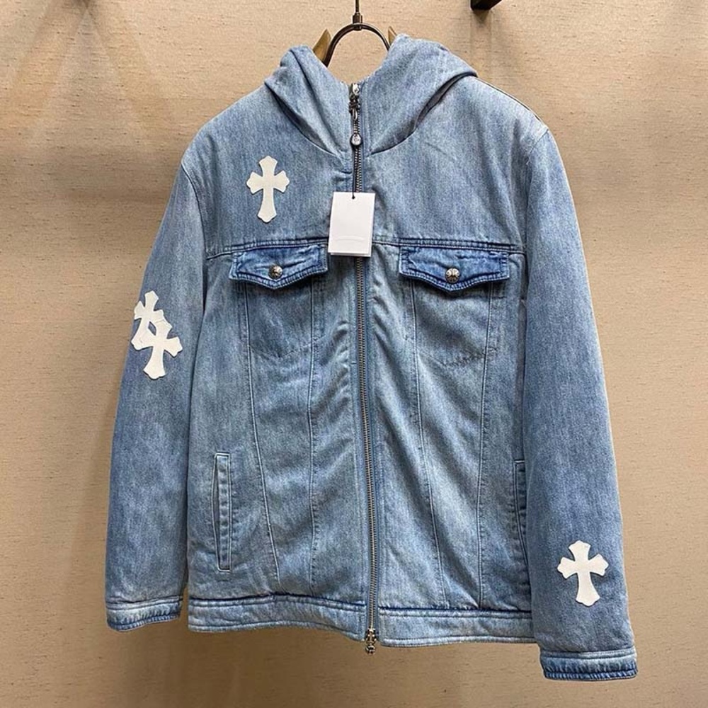 Chrome Hearts Hooded Denim Down Jacket